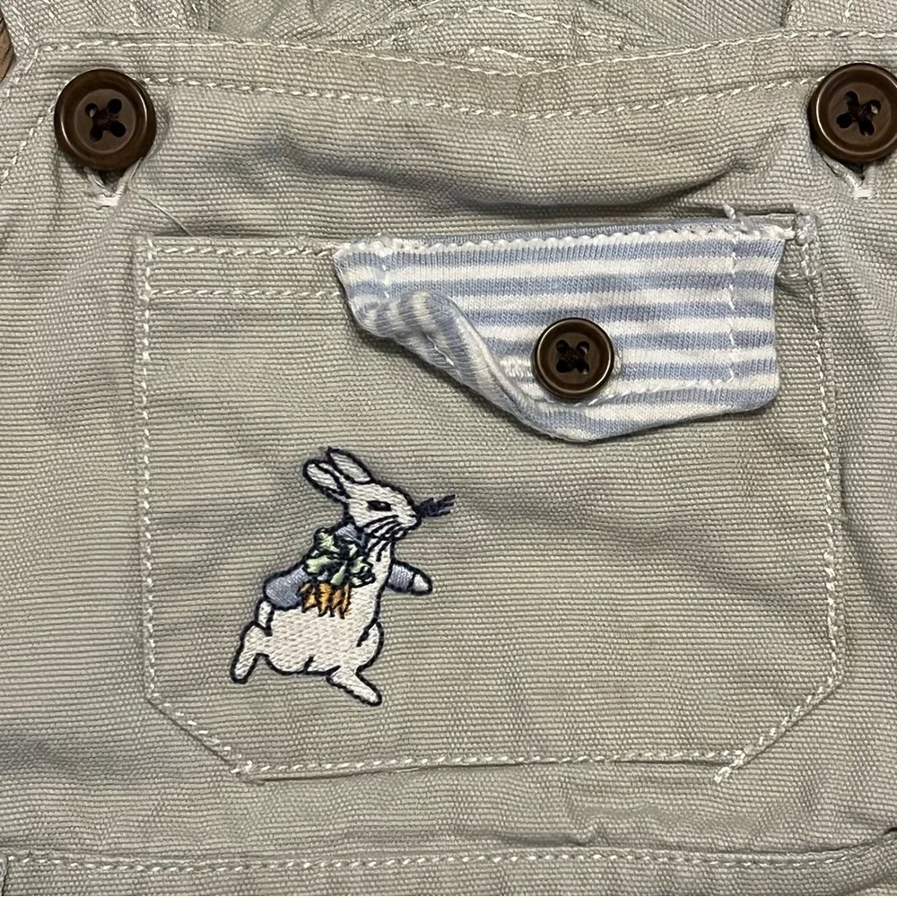 Gymboree Baby Peter Rabbit Beige Overalls Embroidered 12-18 Months